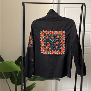 ZARA - Embroidered Black Jacket